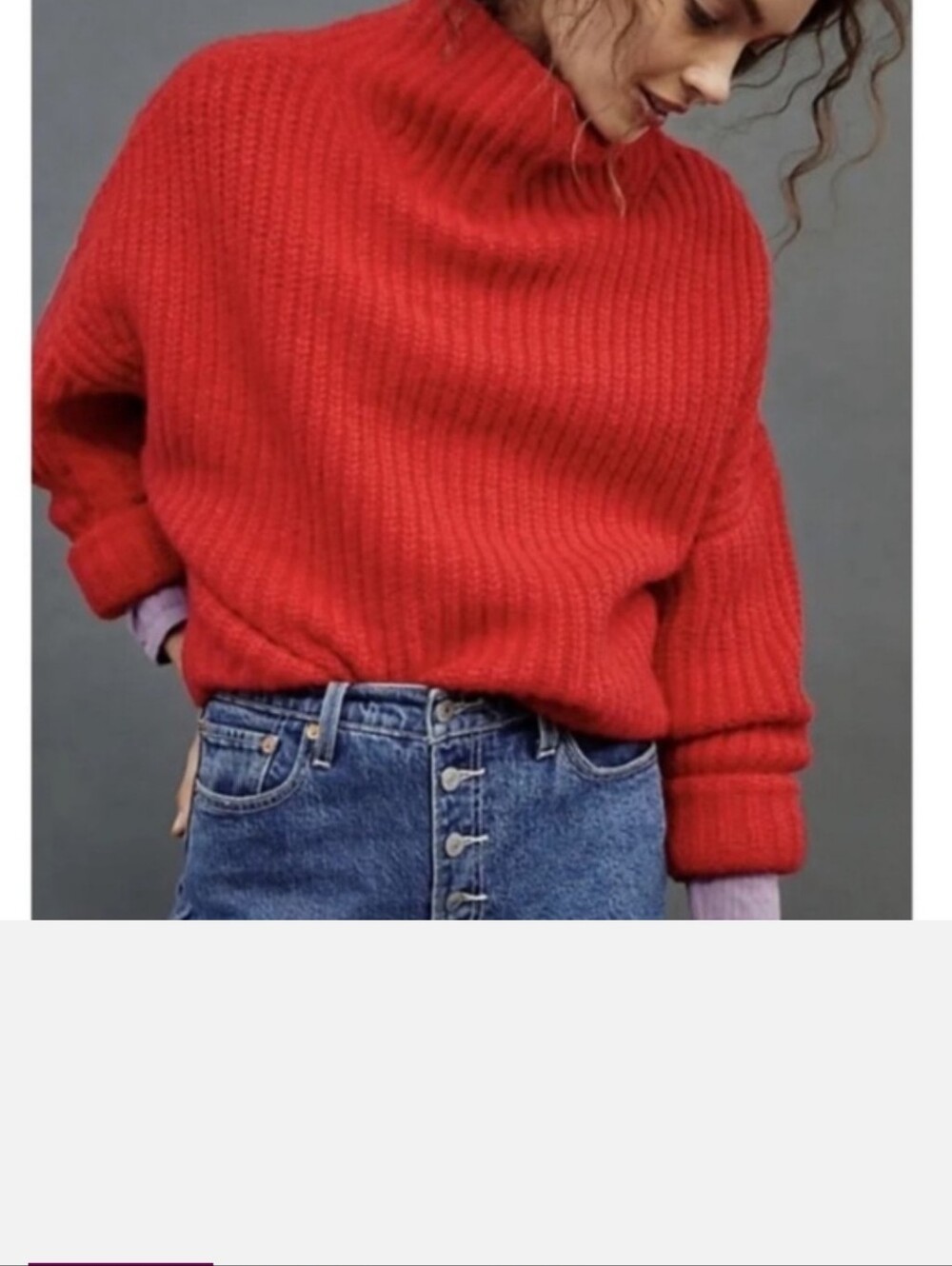 Anthropologie Red Chunky Cowl Neck Sweater